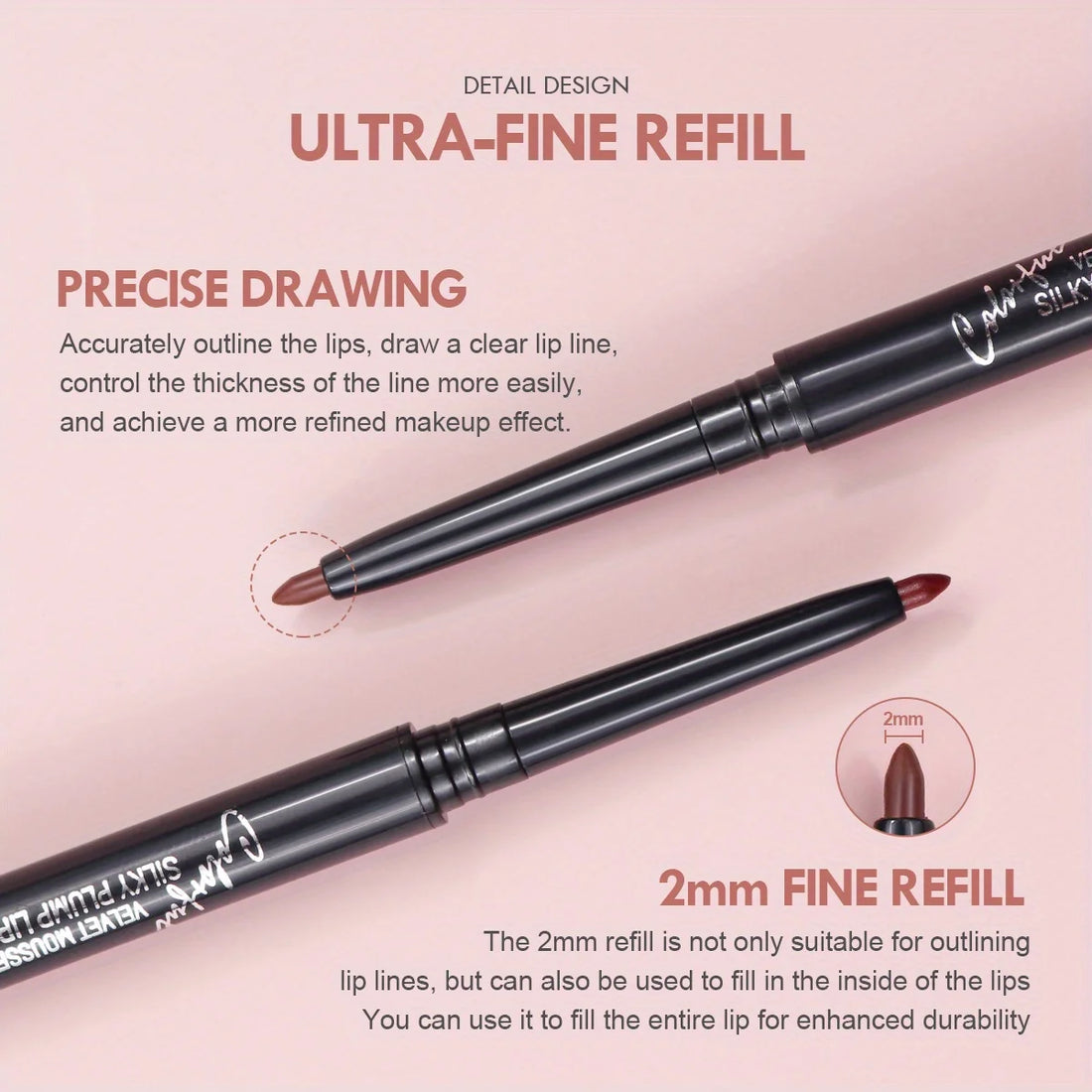 Waterproof Sweat-Proof Lipliner Crayon in Matte Chestnut Brown Versatile Lip Color Rendering for Enhanced Durability