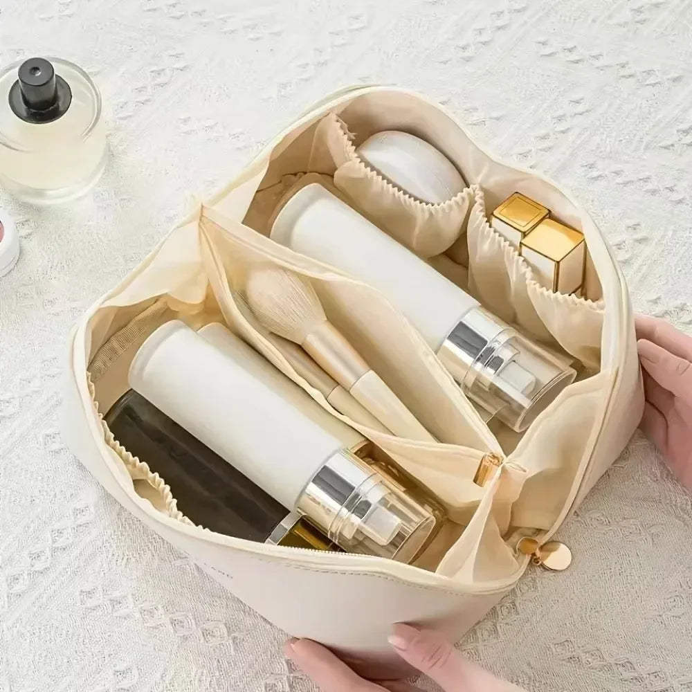 Large Travel Cosmetic Bag for Women Leather Makeup Organizer Female Toiletry Kit Bags Make Up Case Storage Pouch Luxury Lady Box